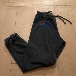 Aviator Nation Black Joggers with Rainbow Detail